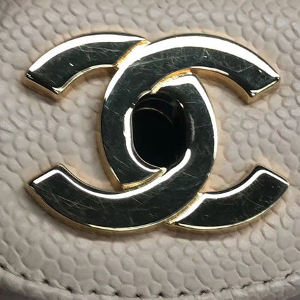 Chanel Classic Flap Jumbo Beige Caviar Leather Single Flap Gold Hardware 2009-10