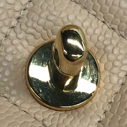 Chanel Classic Flap Jumbo Beige Caviar Leather Single Flap Gold Hardware 2009-10