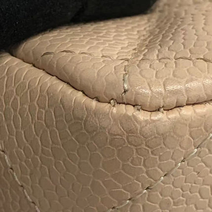 Chanel Classic Flap Jumbo Beige Caviar Leather Single Flap Gold Hardware 2009-10