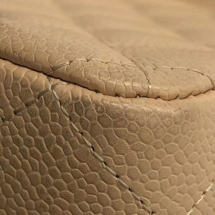 Chanel Classic Flap Jumbo Beige Caviar Leather Single Flap Gold Hardware 2009-10