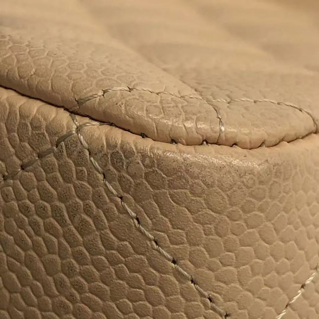 Chanel Classic Flap Jumbo Beige Caviar Leather Single Flap Gold Hardware 2009-10