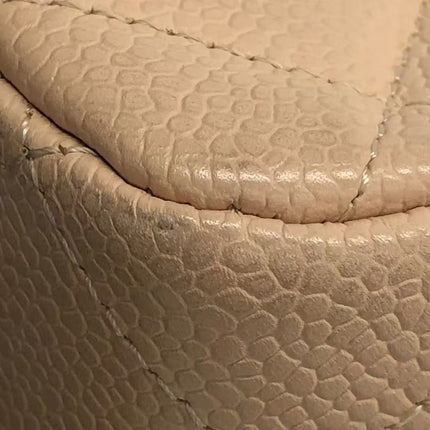 Chanel Classic Flap Jumbo Beige Caviar Leather Single Flap Gold Hardware 2009-10