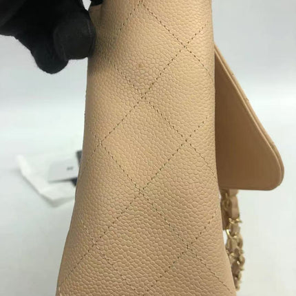 Chanel Classic Flap Jumbo Beige Caviar Leather Single Flap Gold Hardware 2009-10