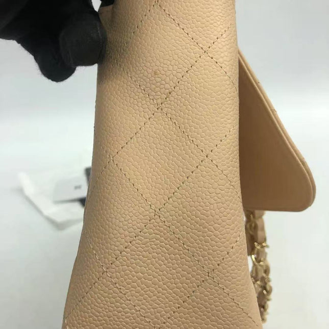 Chanel Classic Flap Jumbo Beige Caviar Leather Single Flap Gold Hardware 2009-10