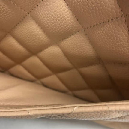 Chanel Classic Flap Jumbo Beige Caviar Leather Single Flap Gold Hardware 2009-10