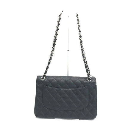 Chanel Classic Flap Jumbo Black Caviar Leather Double Flap Silver Hardware 2013-14
