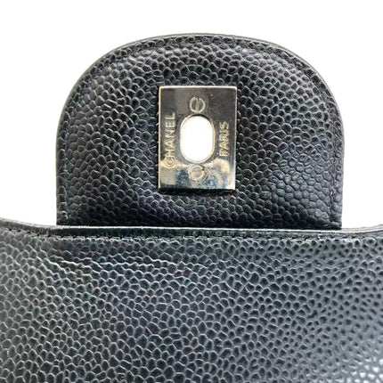 Chanel Classic Flap Jumbo Black Caviar Leather Double Flap Silver Hardware 2013-14