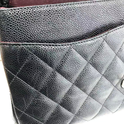 Chanel Classic Flap Jumbo Black Caviar Leather Double Flap Silver Hardware 2013-14