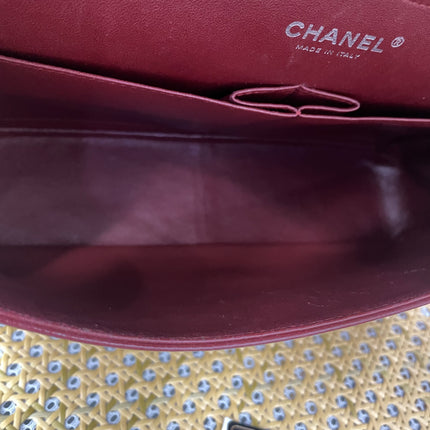 Chanel Classic Flap Jumbo Double Flap Burgundy Caviar Leather Silver Hardware