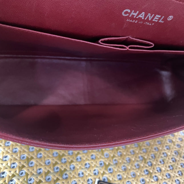 Chanel Classic Flap Jumbo Double Flap Burgundy Caviar Leather Silver Hardware