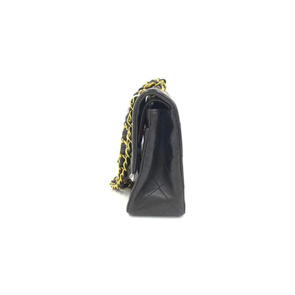 Chanel Vintage Classic Flap Petit Agneau Noir Double Rabat Quincaillerie Or 24 carats