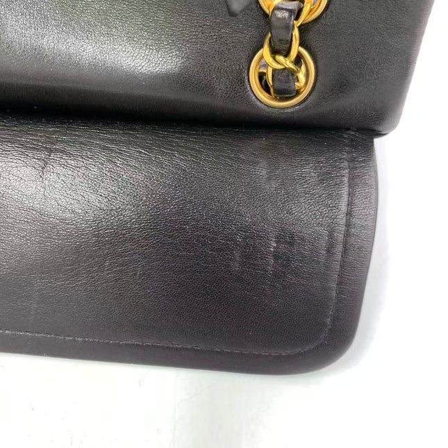Chanel Vintage Classic Flap Small Black Lambskin Leather Double Flap 24k Gold Hardware