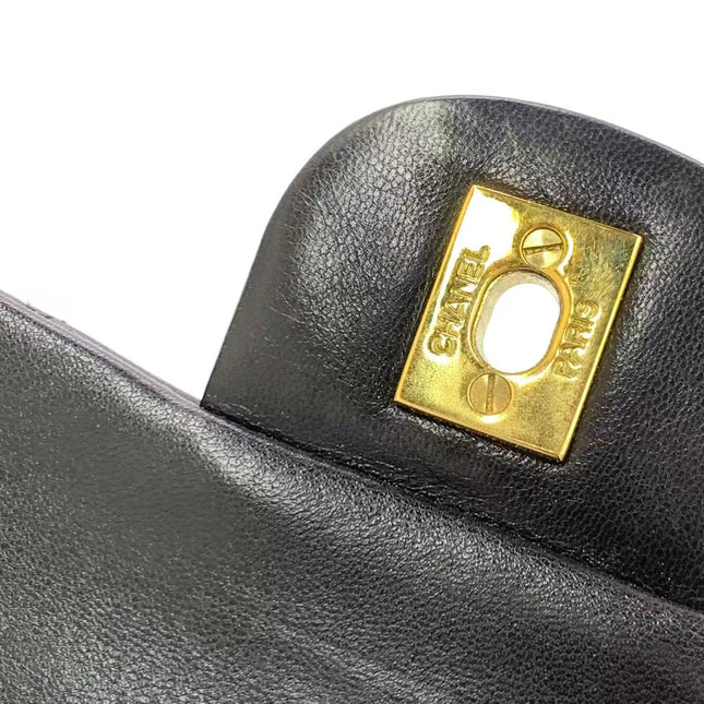 Chanel Vintage Classic Flap Small Black Lambskin Leather Double Flap 24k Gold Hardware