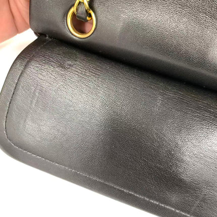 Chanel Vintage Classic Flap Petit Agneau Noir Double Rabat Quincaillerie Or 24 carats