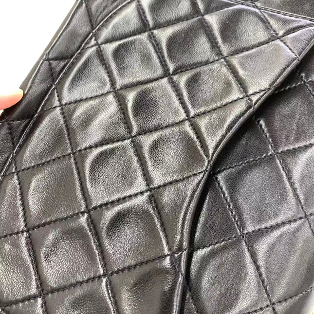Chanel Vintage Classic Flap Small Black Lambskin Leather Double Flap 24k Gold Hardware