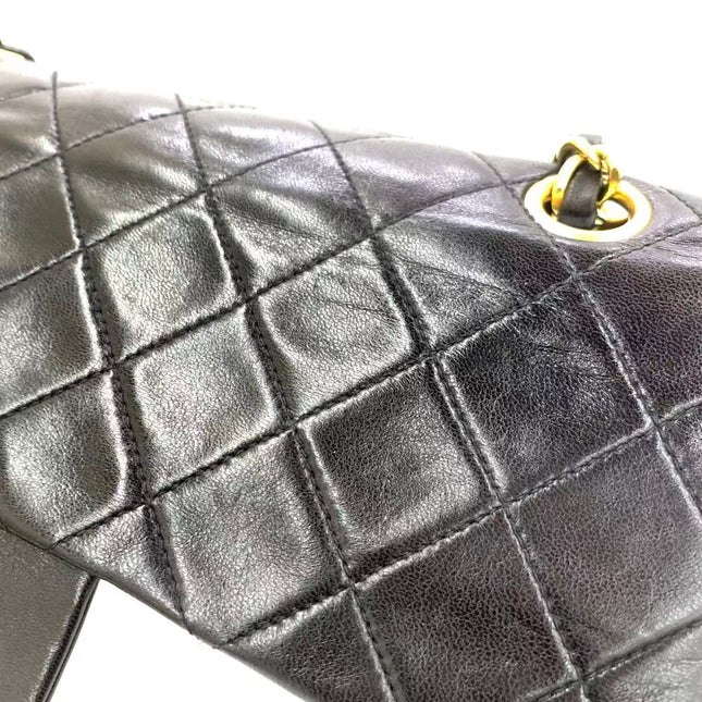 Chanel Vintage Classic Flap Small Black Lambskin Leather Double Flap 24k Gold Hardware