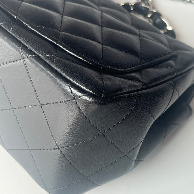Chanel Classic Flap Mini Square Black Lambskin Silver Hardware Crossbody Bag 2020