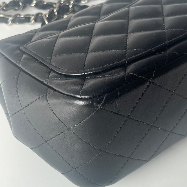 Chanel Classic Flap Mini Square Black Lambskin Silver Hardware Crossbody Bag 2020