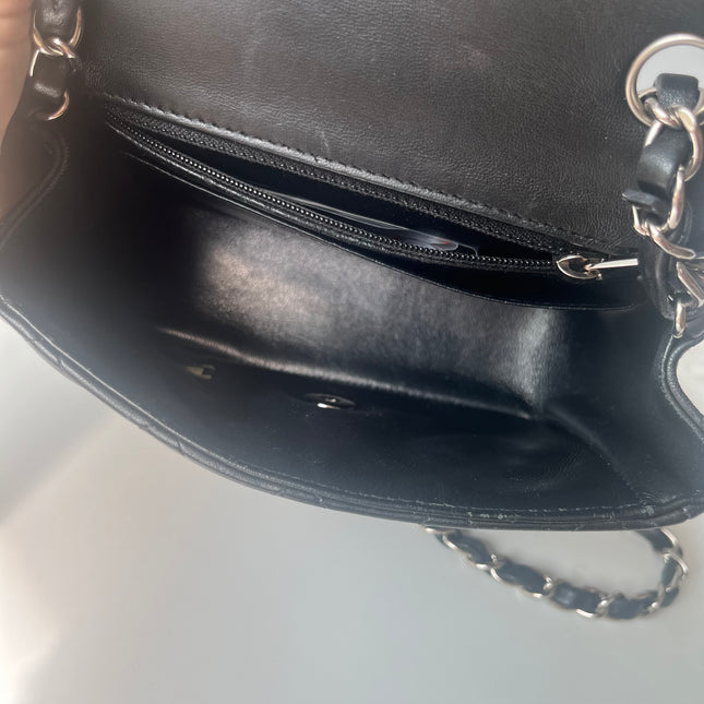 Chanel Classic Flap Mini Square Black Lambskin Silver Hardware Crossbody Bag 2020