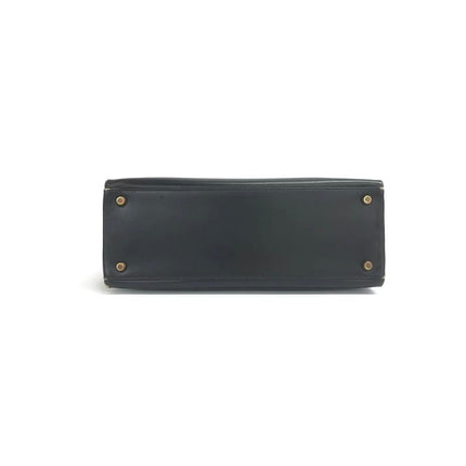 Hermès Kelly 32 Retourne 1979 Black Box Leather Gold Hardware With Strap