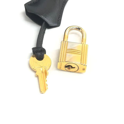 Hermès Kelly 32 Retourne 1979 Black Box Leather Gold Hardware With Strap