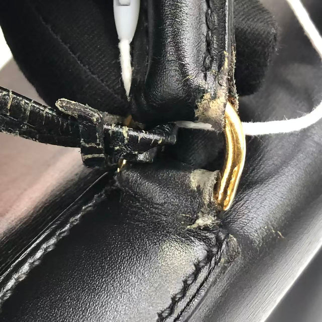 Hermès Kelly 32 Retourne 1979 Black Box Leather Gold Hardware With Strap