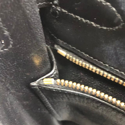 Hermès Kelly 32 Retourne 1979 Black Box Leather Gold Hardware With Strap