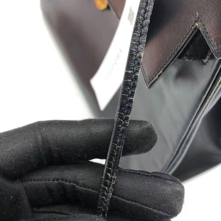 Hermès Kelly 32 Retourne 1979 Black Box Leather Gold Hardware With Strap