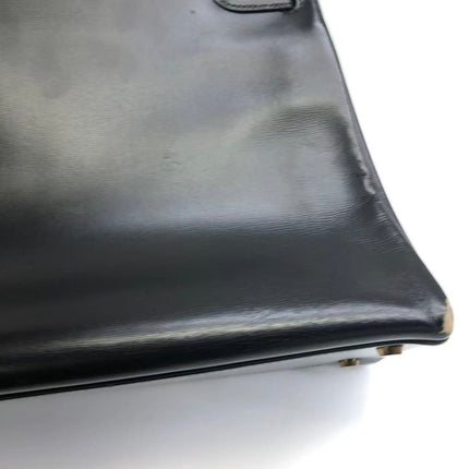 Hermès Kelly 32 Retourne 1979 Black Box Leather Gold Hardware With Strap