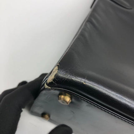 Hermès Kelly 32 Retourne 1979 Black Box Leather Gold Hardware With Strap