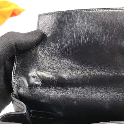 Hermès Kelly 32 Retourne 1979 Black Box Leather Gold Hardware With Strap