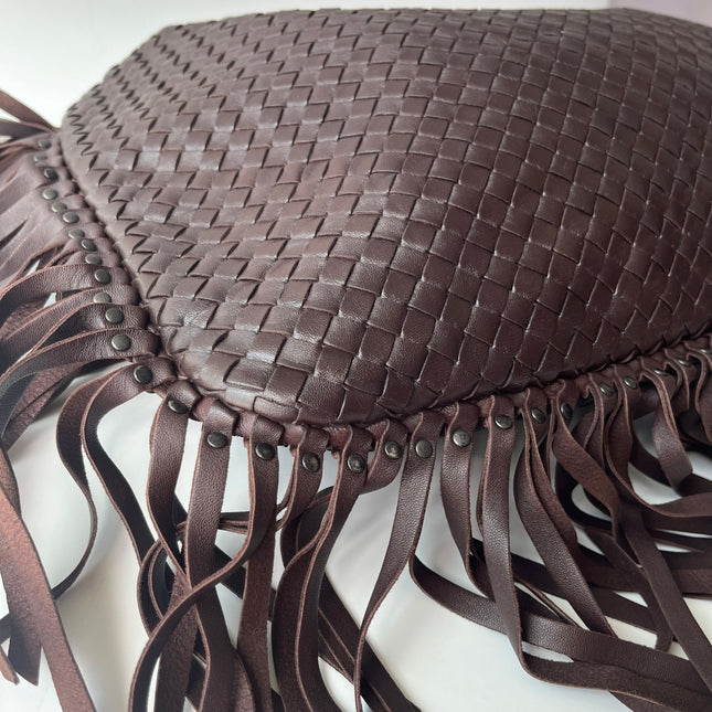 Bottega Veneta Veneta Fringed Hobo Large Dark Chocolate Brown Leather 47cm