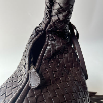 Bottega Veneta Veneta Sac hobo frangé Grand Marron Chocolat Foncé 47cm Cuir d'agneau