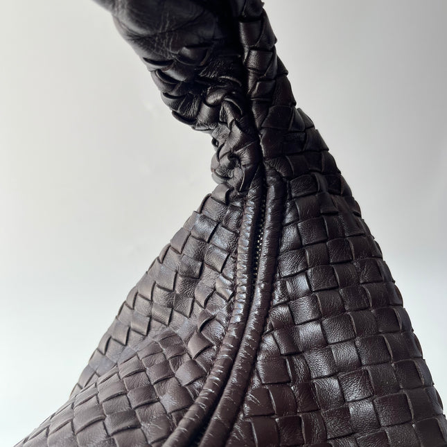 Bottega Veneta Veneta Fringed Hobo Large Dark Chocolate Brown Leather 47cm