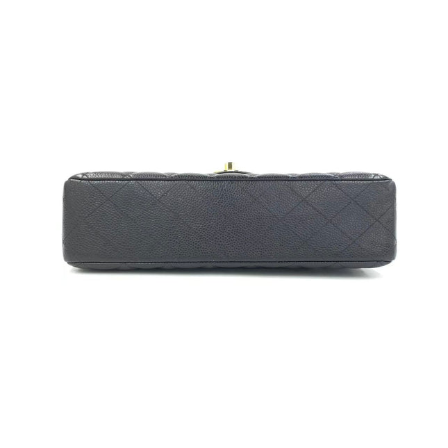 Chanel Classic Flap Medium Black Caviar Leather Double Flap Gold Hardware