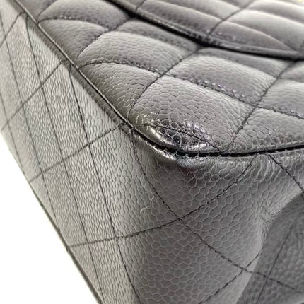 Chanel Classic Flap Medium Black Caviar Leather Double Flap Gold Hardware