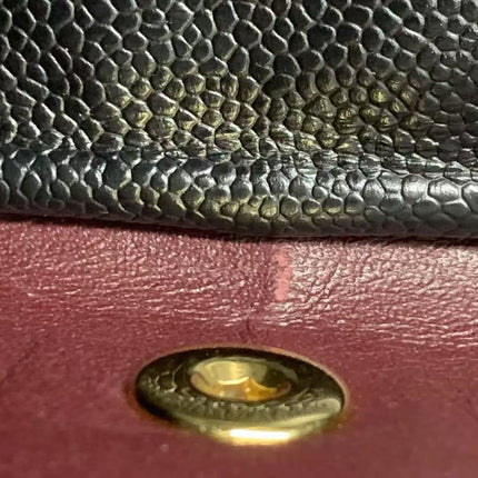 Chanel Classic Flap Medium Black Caviar Leather Double Flap Gold Hardware