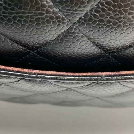Chanel Classic Flap Medium Black Caviar Leather Double Flap Gold Hardware