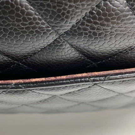 Chanel Classic Flap Medium Black Caviar Leather Double Flap Gold Hardware