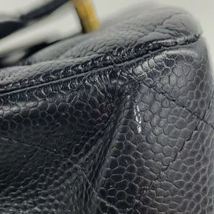 Chanel Classic Flap Medium Black Caviar Leather Double Flap Gold Hardware