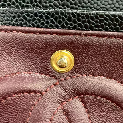 Chanel Classic Flap Medium Black Caviar Leather Double Flap Gold Hardware