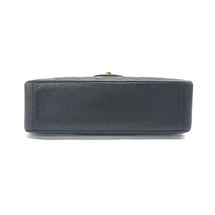 Vendu : Chanel Classic Flap Grand modèle, Agneau noir, vintage 1994, logo Mega CC plaqué or 24 carats