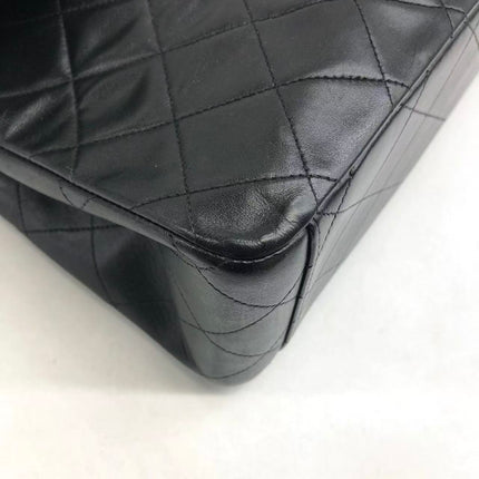 Vendu : Chanel Classic Flap Grand modèle, Agneau noir, vintage 1994, logo Mega CC plaqué or 24 carats