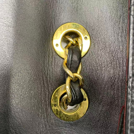 Vendu : Chanel Classic Flap Grand modèle, Agneau noir, vintage 1994, logo Mega CC plaqué or 24 carats