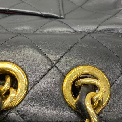 Vendu : Chanel Classic Flap Grand modèle, Agneau noir, vintage 1994, logo Mega CC plaqué or 24 carats