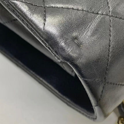 Vendu : Chanel Classic Flap Grand modèle, Agneau noir, vintage 1994, logo Mega CC plaqué or 24 carats