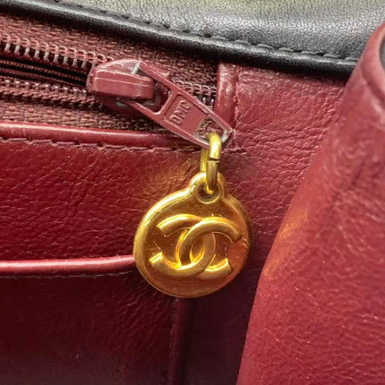 Vendu : Chanel Classic Flap Grand modèle, Agneau noir, vintage 1994, logo Mega CC plaqué or 24 carats