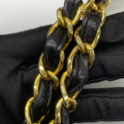 Vendu : Chanel Classic Flap Grand modèle, Agneau noir, vintage 1994, logo Mega CC plaqué or 24 carats