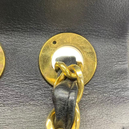 Vendu : Chanel Classic Flap Grand modèle, Agneau noir, vintage 1994, logo Mega CC plaqué or 24 carats