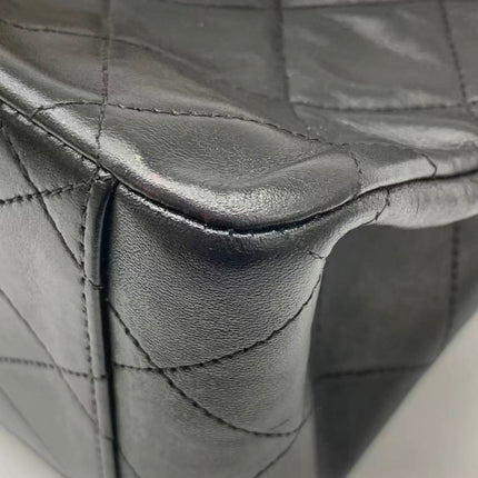 Vendu : Chanel Classic Flap Grand modèle, Agneau noir, vintage 1994, logo Mega CC plaqué or 24 carats
